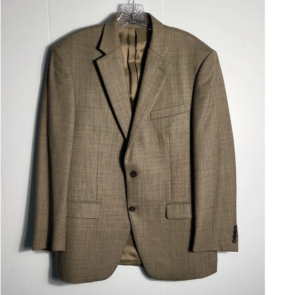 Lauren Ralph Lauren Men's Wool BlazerJacket Size 41R Brown Plaid Business Casual